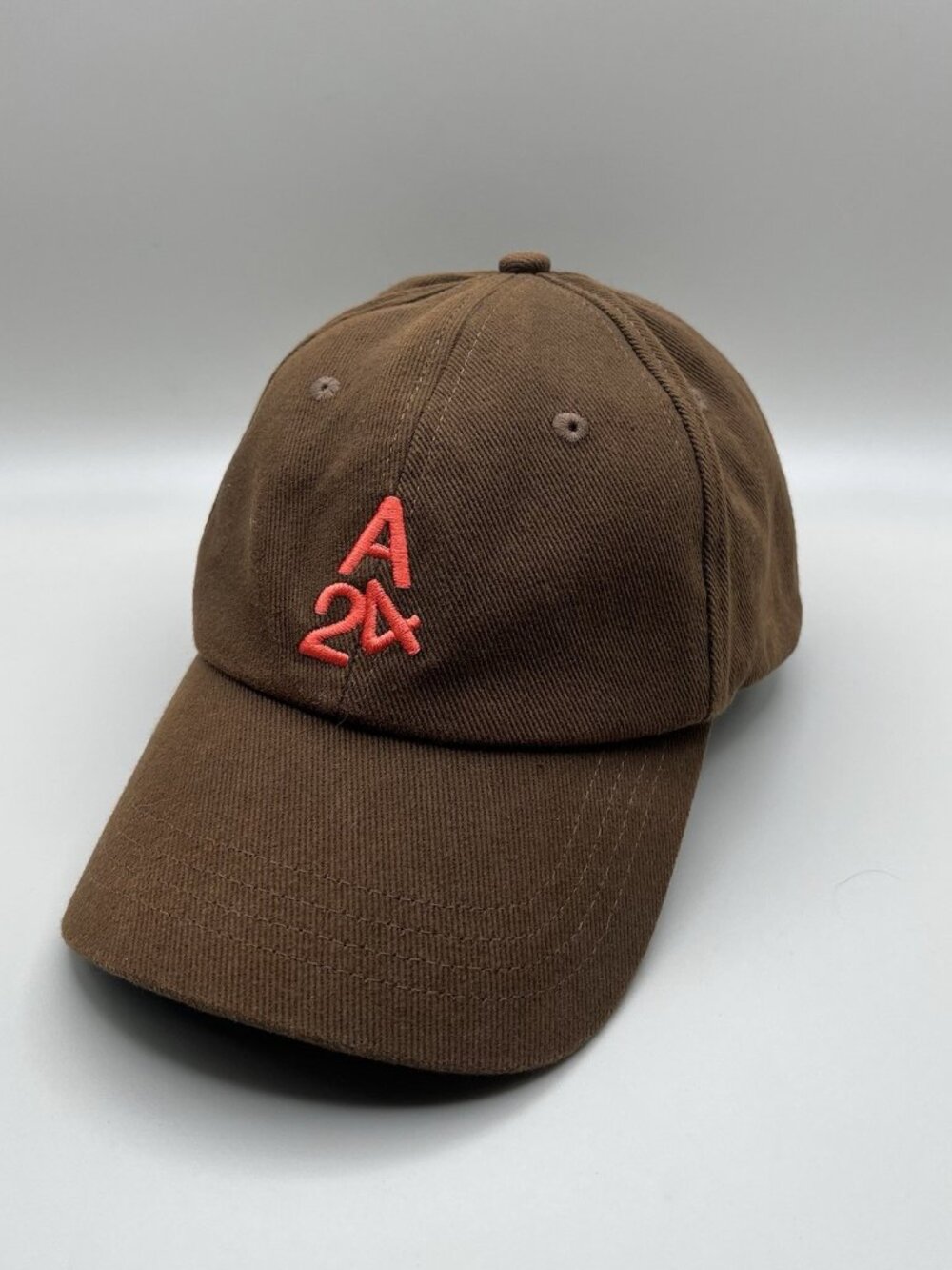 A24 Spring Logo Brown Embroidered Hat Orange Strapback Cotton Film Dad